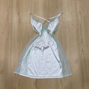 Victoria's Secret Dream Angels white slip dress with turquoise lace Size S